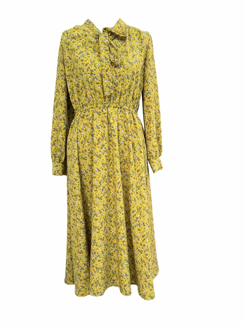 EARTH MUSIC & ECOLOGY Premium Label Mustard Long Sleeve Midi Dress Sz F (OS)